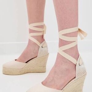 Soludos Cream Espadrille Wedge Shoes